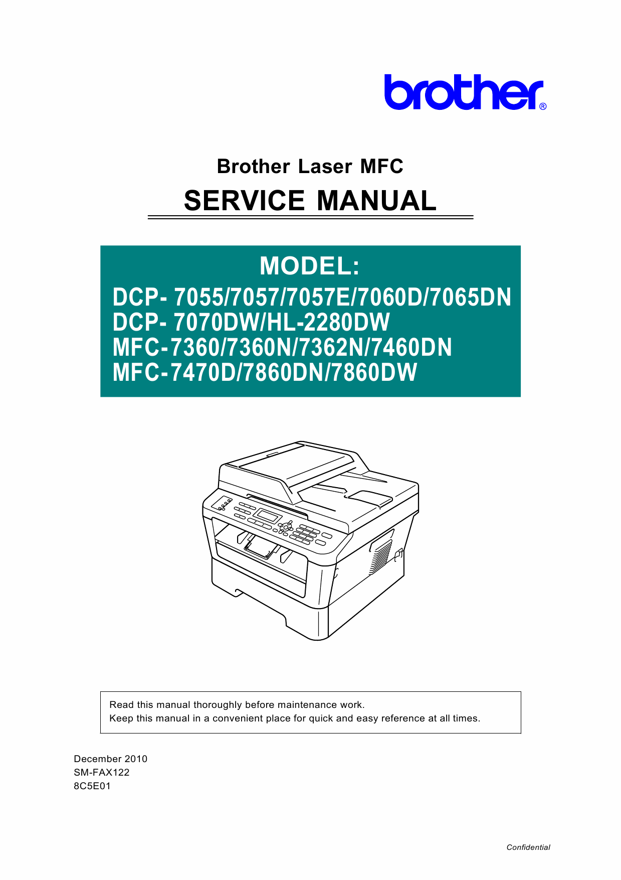 Brother Laser-MFC 7360 7362 7460 7470 7860 N D DN DCP7055 7057E 7060D 7065DN 7070DW HL2280 Service Manual and Parts-1
